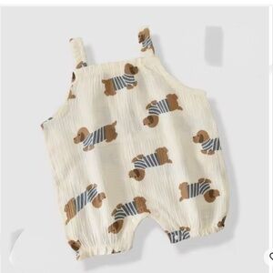Cream Baby Summer  Soft Gauze Romper with Puppies  size 24 months